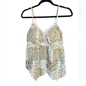 No Boundaries Y2K Babydoll Top Beige Floral Coquette Lace Fairy Boho. Size Small